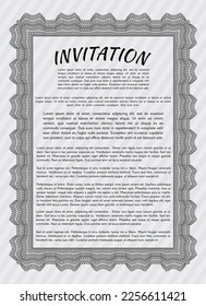 Formal invitation. Nice design. With complex background. Vector illustration.  Grey color.
