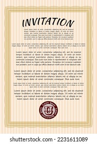 Formal invitation. Nice design. Easy to print.   Orange color.