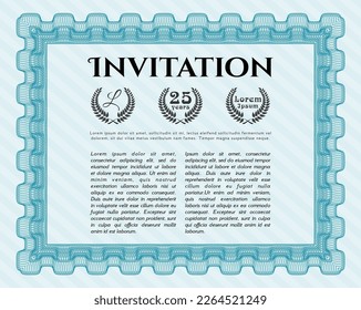 Formal invitation. Perfect design. With background. Vector illustration.  Light blue color.