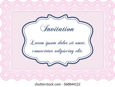 Formal invitation. Superior design. With guilloche pattern and background. Customizable, Easy to edit and change colors.