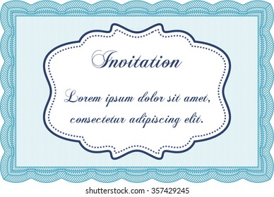 Formal invitation template. Artistry design. With guilloche pattern and background. Vector illustration.