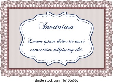 Formal invitation template. With background. Nice design. Border, frame.