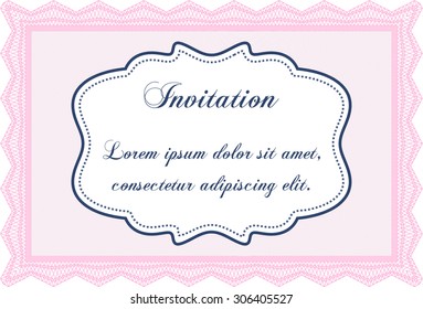 Formal invitation template. Border, frame.Cordial design. With complex linear background. 