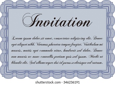 Formal invitation template. Border, frame.With guilloche pattern and background. Excellent complex design. 