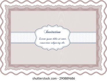 Formal invitation template. Complex background. Border, frame.Beauty design. 