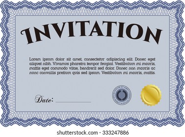 Formal invitation template. Complex design. With guilloche pattern. Customizable, Easy to edit and change colors.