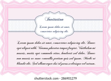 Formal invitation template. Easy to print. Excellent complex design. Border, frame.