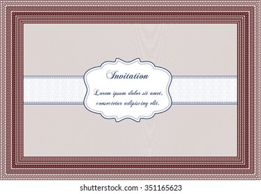 Plantilla de invitación formal. Diseño elegante. Ilustración vectorial.Fondo complejo. 