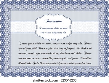 Formal invitation template. Excellent complex design. With complex background. Vector illustration.