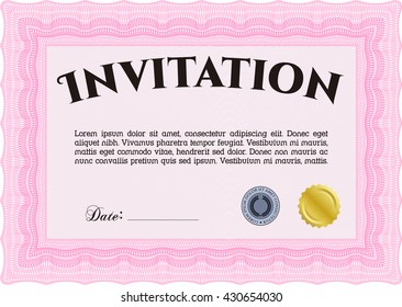 Formal invitation template. Excellent design. Customizable, Easy to edit and change colors. With complex background. 
