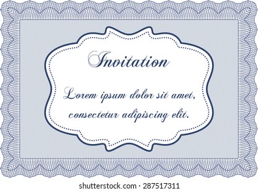 Plantilla de invitación formal. Con un patrón de guilloche de gran calidad. Diseño sofisticado. Borde, marco.