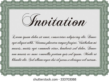 Formal invitation template. With great quality guilloche pattern. Sophisticated design. Border, frame.