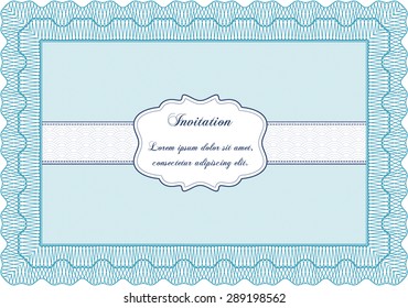 Formal invitation template. With guilloche pattern. Beauty design. Vector illustration.