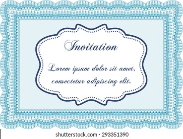 Formal invitation template. With guilloche pattern and background. Border, frame.Excellent design. 
