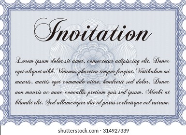 Formal invitation template. With guilloche pattern and background. Customization, Easy to edit and change colors.Superior design. 