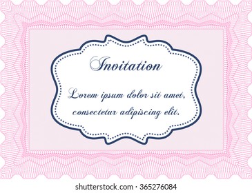 Formal invitation template. With guilloche pattern and background. Border, frame.Complex design. 