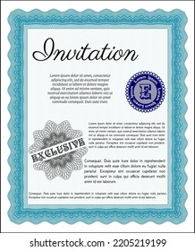 Formal Invitation Template. Lovely Design.    Light Blue Color.