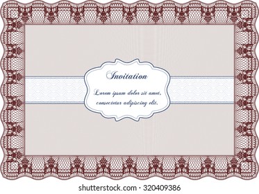 Plantilla de invitación formal. Bonito diseño. Detallado.Con fondo lineal. 