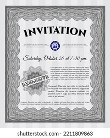 Formal invitation template. Money Pattern. With quality background. Customizable, Easy to edit and change colors.  Grey color.