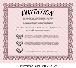 Formal invitation template. Nice design. With background. Detailed.  Red color.