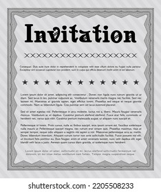 Formal invitation template. Retro design. With quality background. Customizable, Easy to edit and change colors.  Grey color.