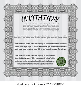 Formal invitation template. Sophisticated design. With complex background. Detailed.  Grey color.