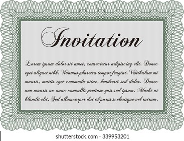 Formal invitation template. Vector illustration.Complex design. With linear background. 