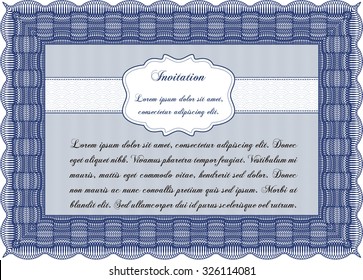 Formal invitation template. Vector illustration.Good design. With guilloche pattern and background. 