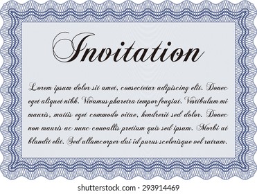 Formal invitation template. Vector illustration.With guilloche pattern. Sophisticated design. 