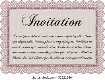 Plantilla de invitación formal. Ilustración vectorial.Con un gran patrón de guilloche de calidad. Buen diseño. 