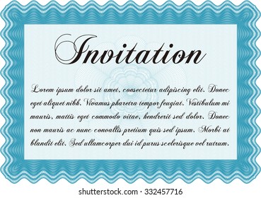Formal invitation template. Vector illustration.With complex linear background. Excellent design. 