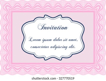 Formal invitation. Vector illustration.With complex linear background. Complex design. 