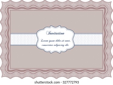 Formal invitation. Vector illustration.With guilloche pattern. Excellent design. 