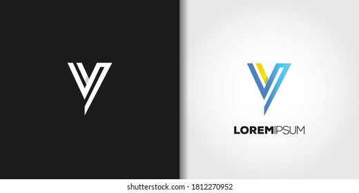 formal letter v logo template set vector 