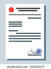Formal letter vector illustration flat design. Governance, office, school, university and organization paper concept element. Can be used for web, mobile, infographic and print.