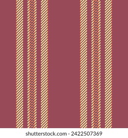 Formal lines background vector, 1970s pattern seamless fabric. Part textile vertical texture stripe in red and yellow color.