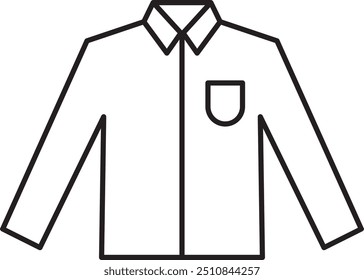 Formales Langarm-Shirt mit Tasche Einfache minimalistische Umriss Vektor Symbol Illustration