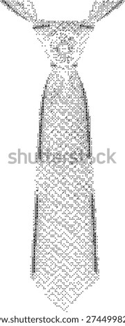 Formal Necktie Pixelated Bitmap Icon dithered halftone business clothing for professional career menswear retail and corporate attire branding.