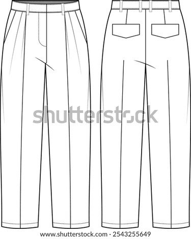 Formal Pant Flat Sketch Illustration
