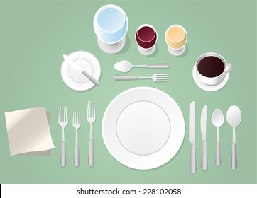 Formal Place Setting Vector Illustration