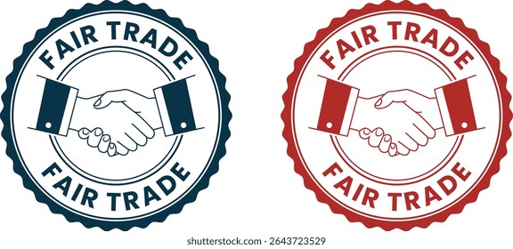 Ícones formais de comércio equitativo, vermelho e azul, para uso da marca corporativa, sem fins lucrativos ou de ONGs em slides de relatórios, pacotes e apresentações