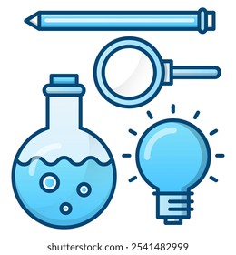 Icono formal de la ciencia, Ilustración vectorial de gradiente azul