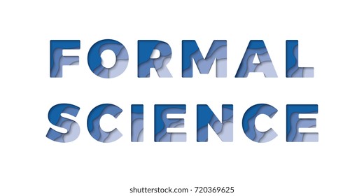 formal science text with paper cut color layers 3d effect