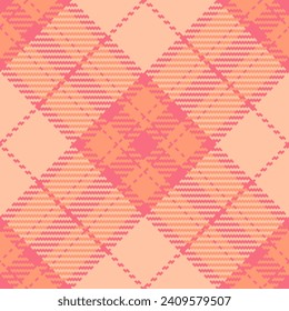 Textura formal sin costura, fondo de comprobación de tela horizontal. Patrón de tartán vectorial personalizable textil en colores de sandía naranja y salvaje.