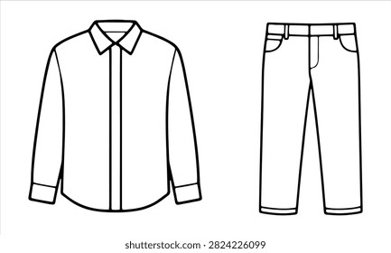 Formal shart and pent outline design vector art 