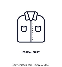 formal shirt icon. Thin line formal shirt icon from clothes and outfit collection. Outline vector isolated on white background. Editable formal shirt symbol can be used web and mobile