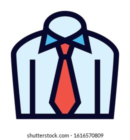 Formal Shirt and Necktie. Simple Vector Color Icon.