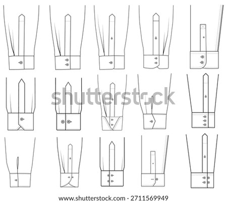 Formal Shirt Sleeve Cuff Variations vector Set Sleeve Design