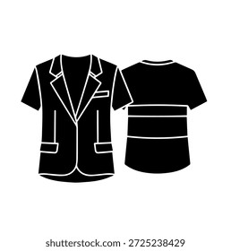 Formal short sleeve blazer jacket with lapel silhouette vector illustration for corporate office business casual uniform design template
