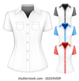 Formal short sleeved blouses for lady. Vector illustration.